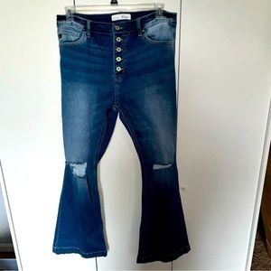 Kancan Dixie Ultra High Rise Jeans Plus Size Petite XL Flare Cut Button Fly